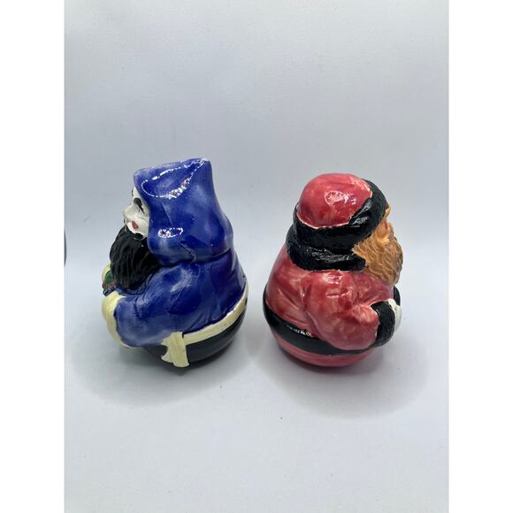 Santa Scioto Lot of (2) Rustic Roly Poly Ceramic Scioto Figurines 3.5" Vintage - Picture 3 of 9